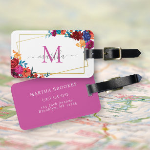 Modern Watercolor Mexican Fiesta Flower Luggage Tag