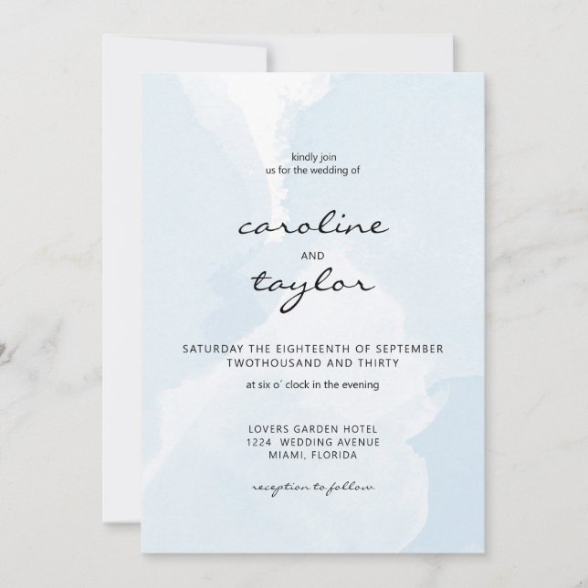 Modern, watercolor, minimalist Wedding Collection Invitation (Front)