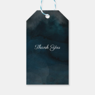 Modern Watercolor Moody Blue Chic Wedding Favour Gift Tags
