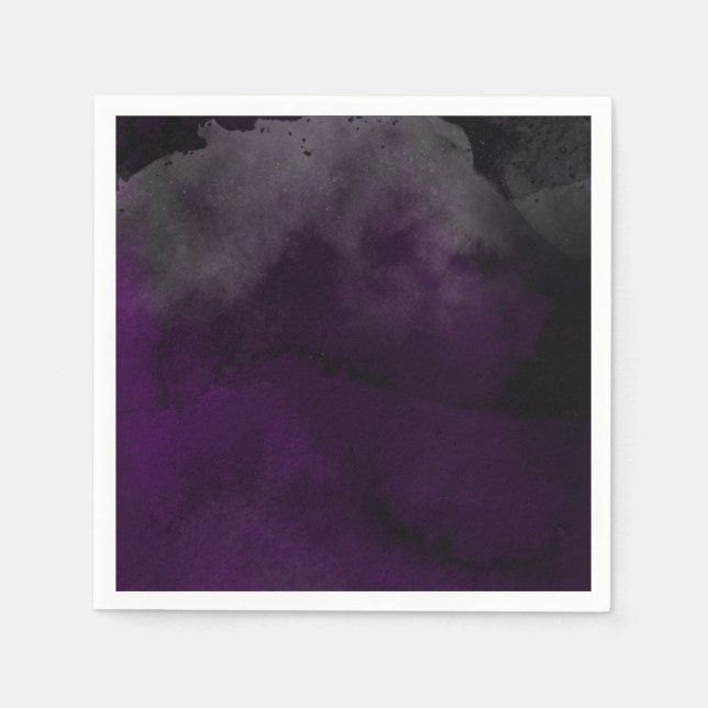 Modern Watercolor  Moody Plum Purple Wedding Party Napkin (Front)