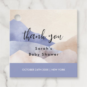 Modern Watercolor Mountain Baby Shower Thank You Favour Tags