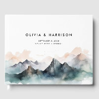 Modern Watercolor Mountain Range Landscape Wedding