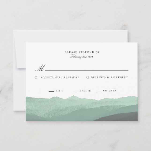 Modern Watercolor Mountain RSVP Card (Front)