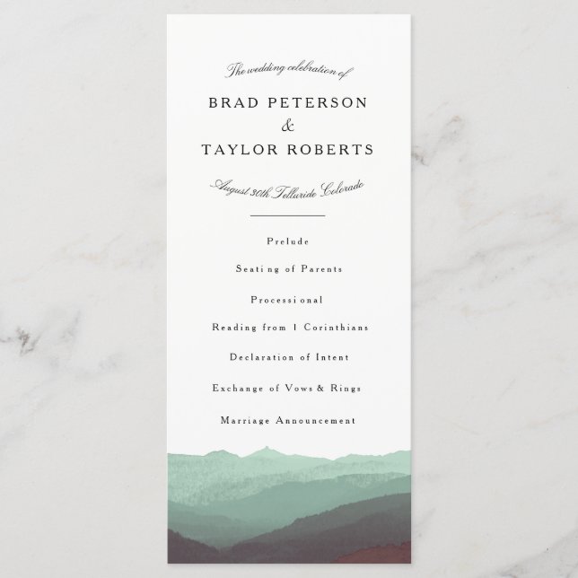 Modern Watercolor Mountains Rackcard Program (Front)