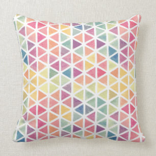 Modern Watercolor Multi-colour Triangle Patterned  Cushion