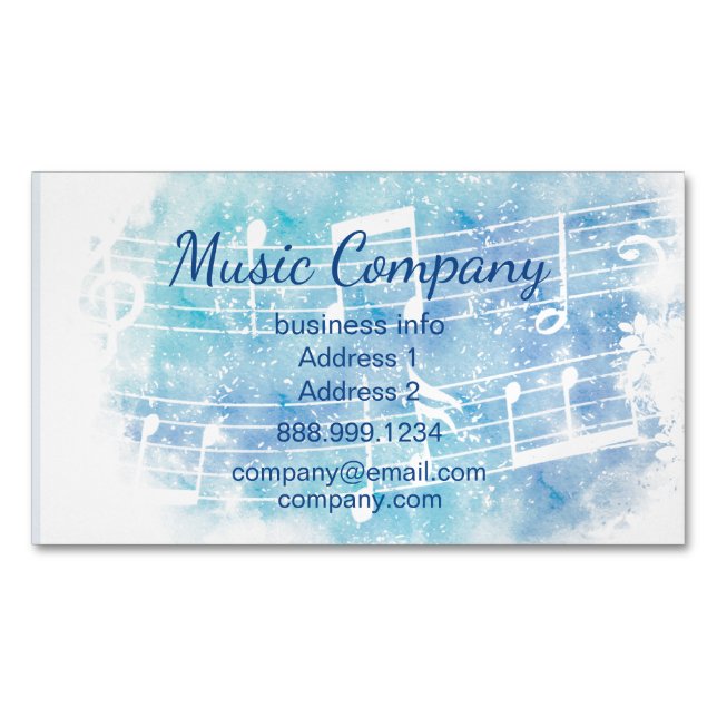 Modern Watercolor Music Notes  Business Card (Front)
