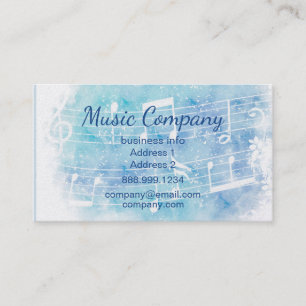 Modern Watercolor Music Notes  Business Card