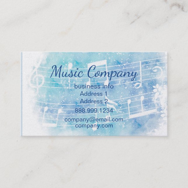 Modern Watercolor Music Notes  Business Card (Front)