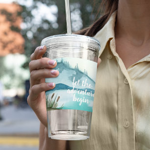 Modern Watercolor Nature Let's The Adventure Begin Acrylic Tumbler