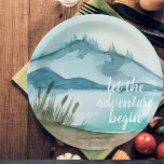 Modern Watercolor Nature Let's The Adventure Begin Paper Plate<br><div class="desc">Modern Watercolor Nature Let's The Adventure Begin</div>