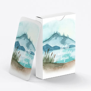 Modern Watercolor Nature Let's The Adventure Begin Playing Cards