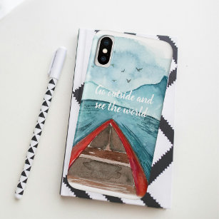 Modern Watercolor Nature See The World Quote Case-Mate iPhone Case