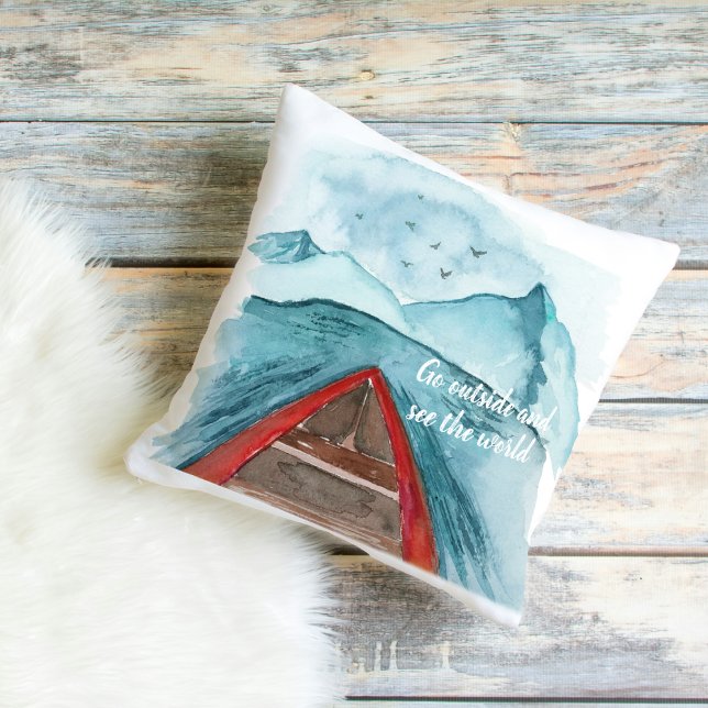 Modern Watercolor Nature See The World Quote Cushion (Creator Uploaded)