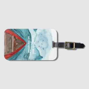 Modern Watercolor Nature See The World Quote Luggage Tag