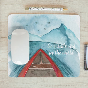 Modern Watercolor Nature See The World Quote Mouse Pad