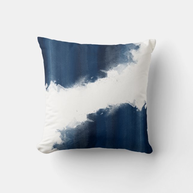 Modern Watercolor Navy Blue Pattern Cushion (Front)