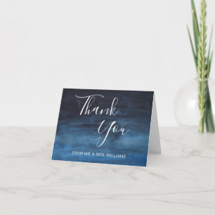 Modern Watercolor Navy Blue Wedding Thank You Card