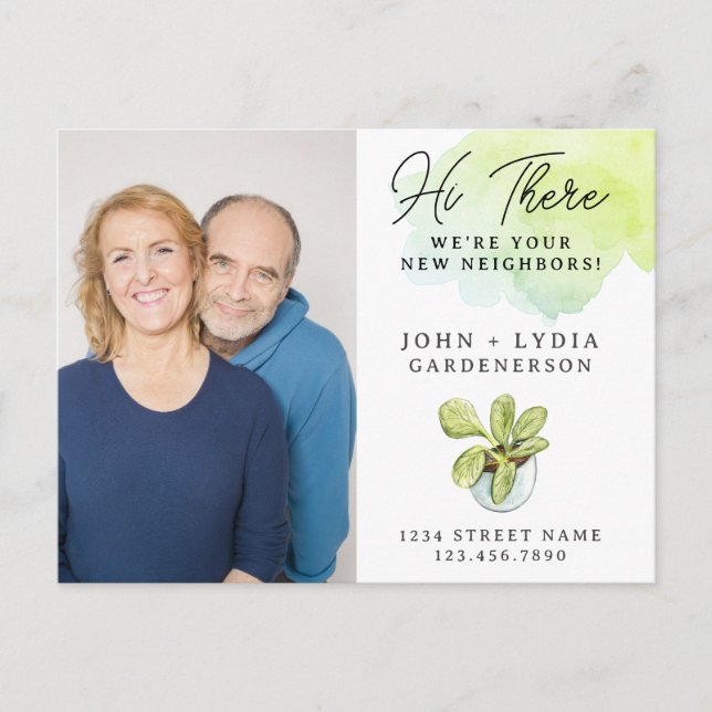 Modern Watercolor New Neighbour Postcard (Front)