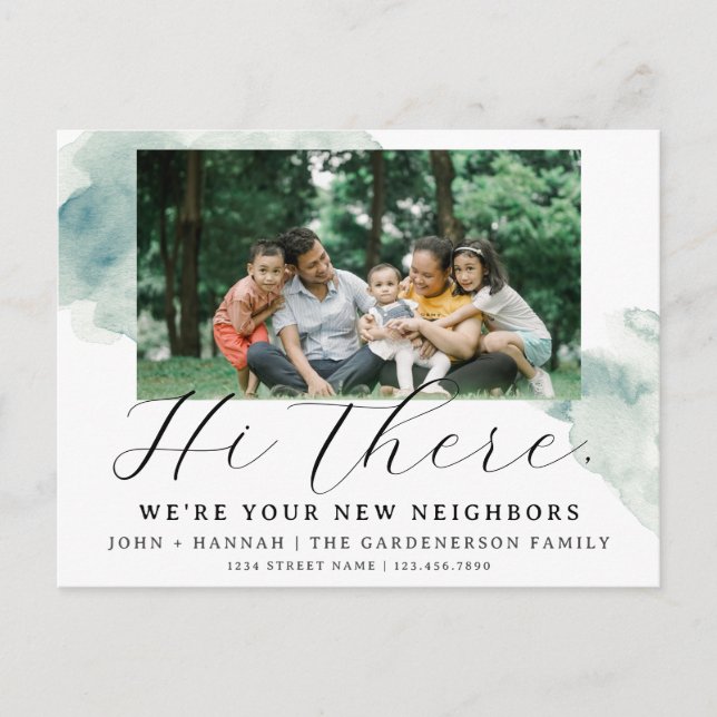 Modern Watercolor New Neighbour Postcard (Front)