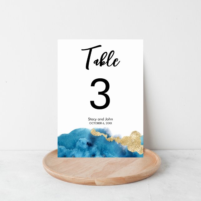 Modern Watercolor Ocean Island Wedding  Table Number (Creator Uploaded)