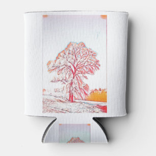 Modern watercolor of coloured snowed trees can cooler