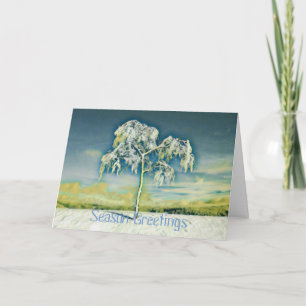 Modern watercolor of coloured snowed trees card