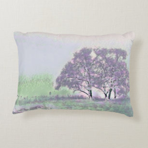Modern watercolor of coloured snowed trees decorative cushion