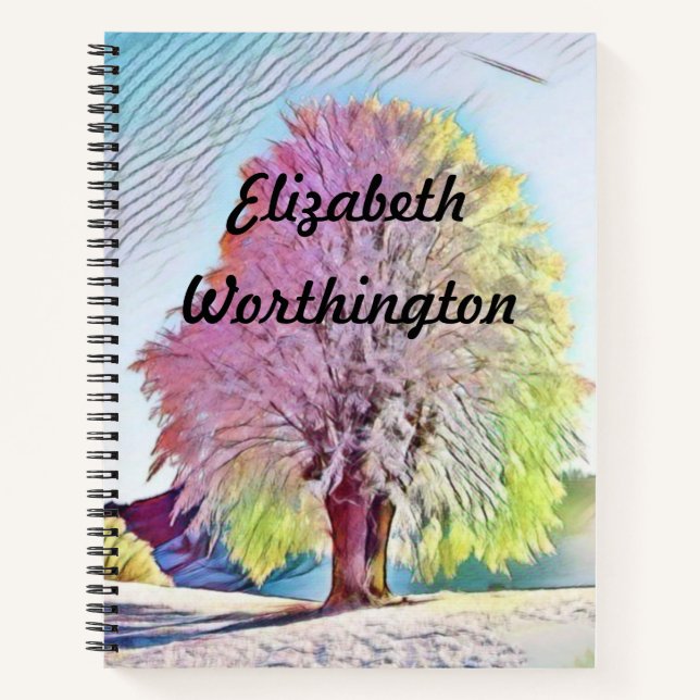 Modern watercolor of coloured snowed trees noteboo notebook (Front)