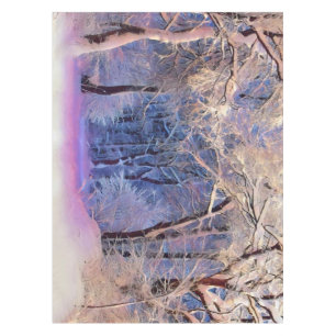 Modern watercolor of coloured snowed trees tablecloth