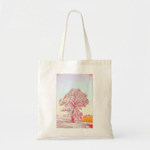 Modern watercolor of coloured snowed trees tote bag