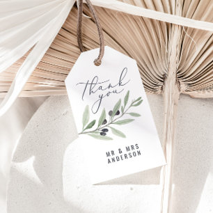 Modern watercolor olive botanical wedding favour g tags