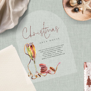 Modern Watercolor Open House Christmas Acrylic Invitations