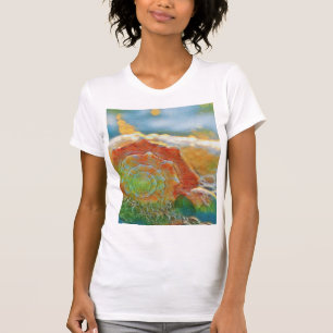 Modern Watercolor Orange and Green Seashell T-Shirt