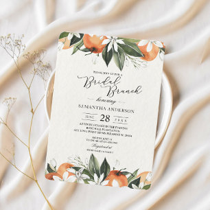 Modern Watercolor Orange & Leaves Beauty Invitation