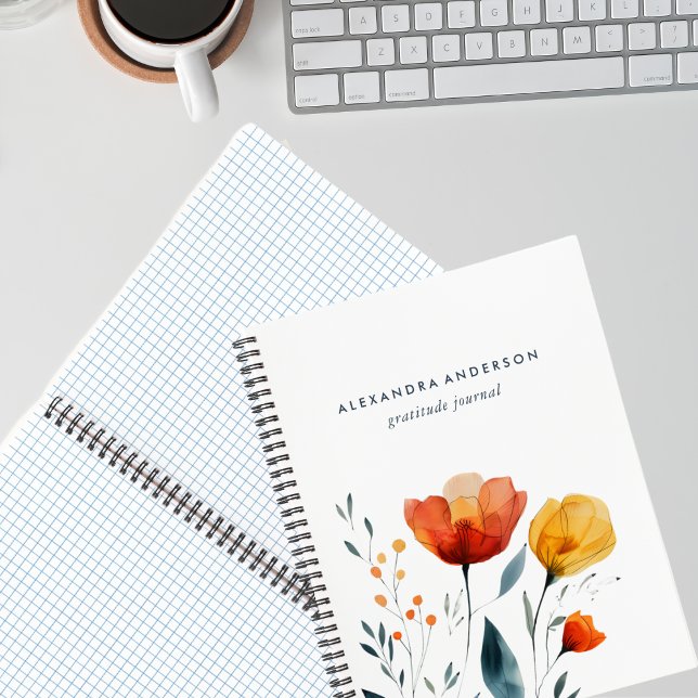 Modern Watercolor Orange Wildflowers Minimal Notebook (Modern Watercolor Orange Wildflowers Minimal Notebook)