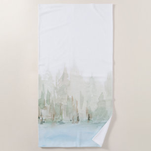 Modern Watercolor Painted Woodland Scene Towel