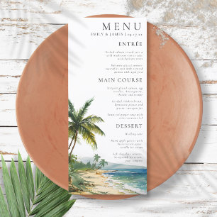 Modern Watercolor Palm Beach Wedding Menu