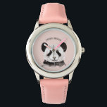 Modern Watercolor Panda With Name And Pastel Pink Watch<br><div class="desc">Modern Watercolor Panda With Name And Pastel Pink</div>