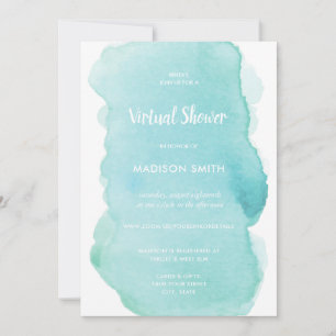 Modern Watercolor Pastel Mint Green Virtual Invitation