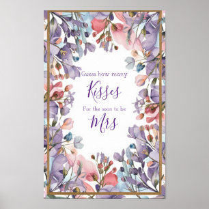 Modern watercolor pastel purple pink wildflower #3 poster