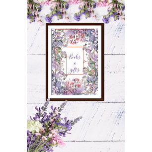 Modern watercolor pastel purple pink wildflower  poster