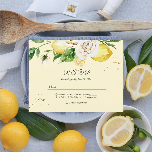 Modern Watercolor Pastel Yellow Lemons & Leaf  Invitation Postcard (Creator Uploaded)