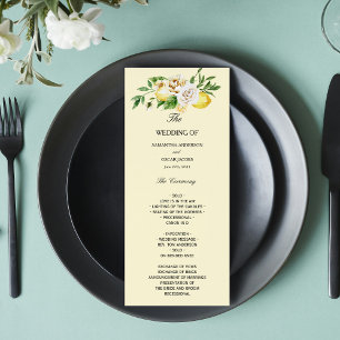 Modern Watercolor Pastel Yellow Lemons & Leaf  Menu