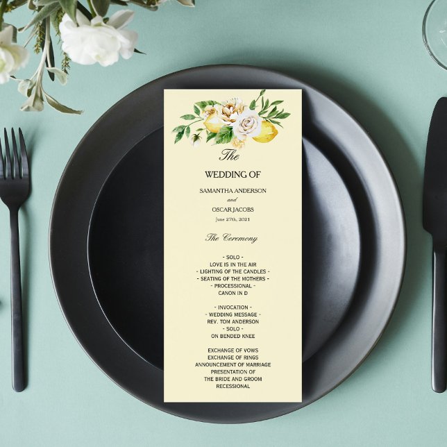 Modern Watercolor Pastel Yellow Lemons & Leaf  Menu (Creator Uploaded)