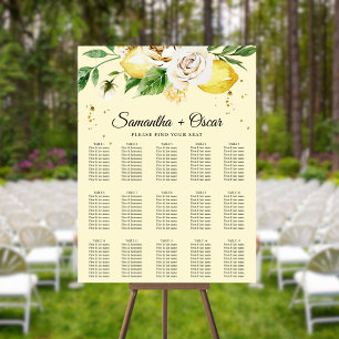 Modern Watercolor Pastel Yellow Lemons & Leaf  Poster