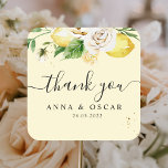 Modern Watercolor Pastel Yellow Lemons & Leaf  Square Sticker<br><div class="desc">Modern Watercolor Pastel Yellow Lemons & Leaf</div>