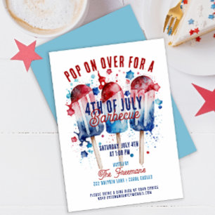 Modern Watercolor Patriotic 4th of July Party  Invitation