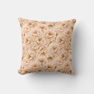 Modern Watercolor Peach Flowers Pattern Cushion