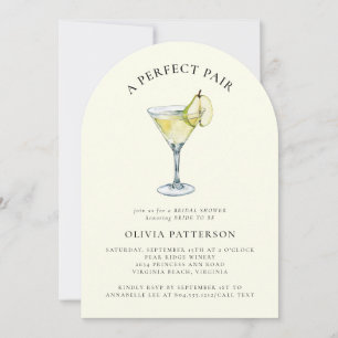 Modern Watercolor Pear Martini Bridal Shower Invitation