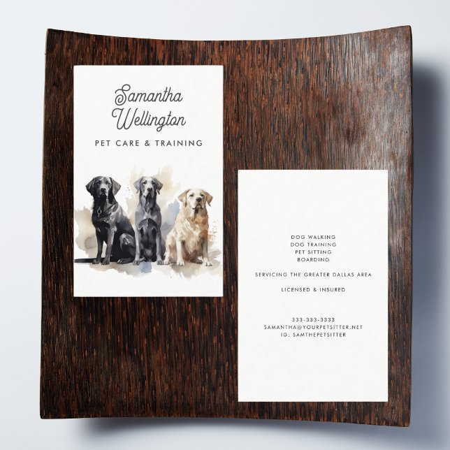 Modern Watercolor Pet Sitter Dog Walker Trainer Business Card (Creator Uploaded)